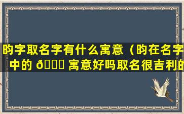 昀字取名字有什么寓意（昀在名字中的 🐘 寓意好吗取名很吉利的有哪些）